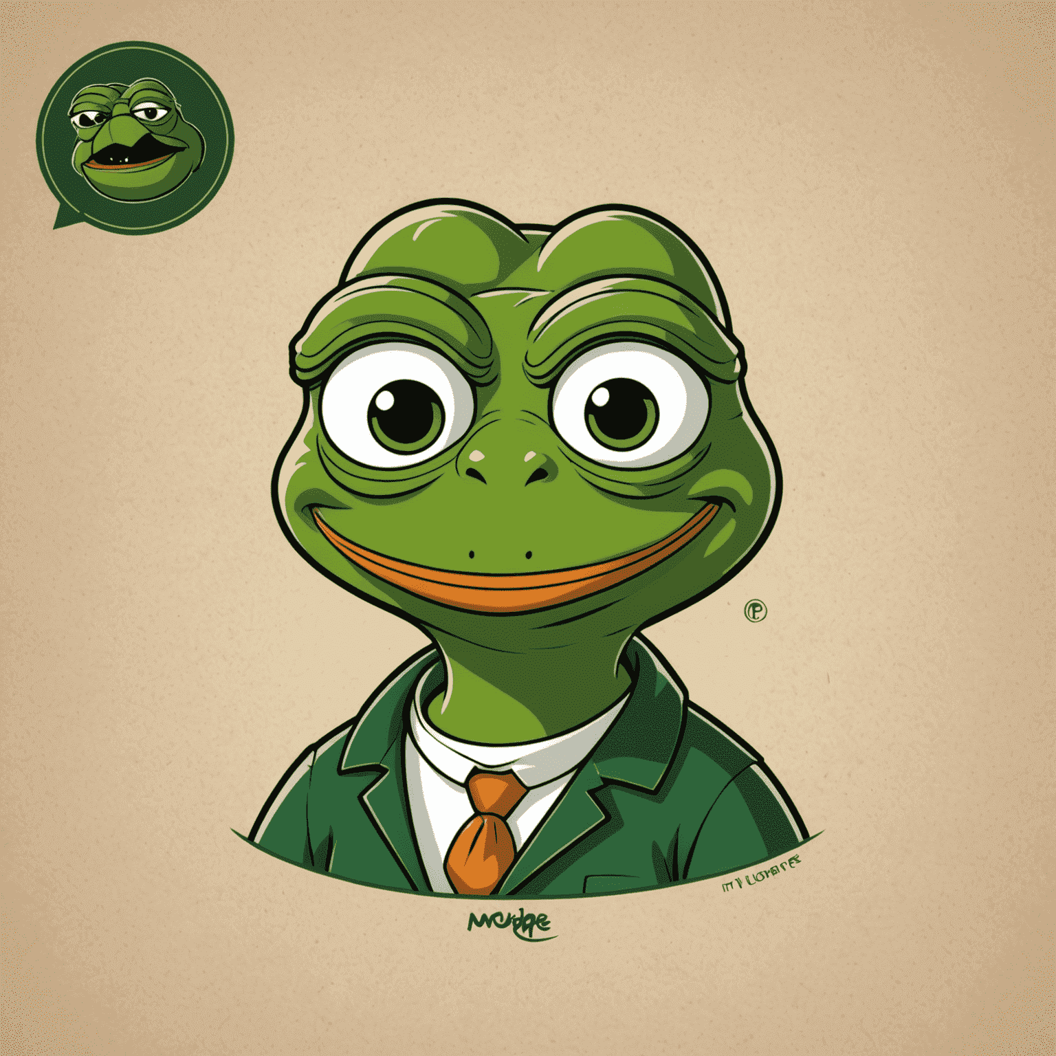 mindlopepe logo featuring a stylized Pepe character with a thoughtful expression